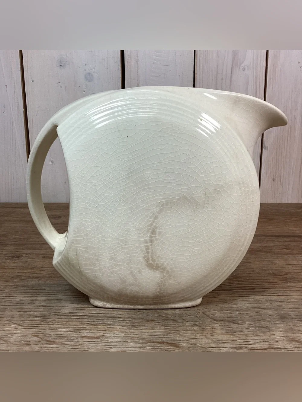 Stained & Crazed Vintage Yellow Rose Disc Pitcher